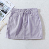 High Waist Pastel Color Denim Skirt