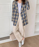 Vintage Double Breasted Plaid Blazer Coat 