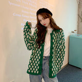 Plaid Elegant Knitted Cardigan Sweater
