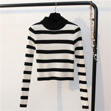 Vintage Striped Elastic O-Neck Sweater