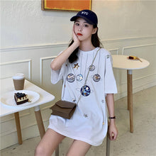 Cartoon Planet Embroidered Loose Shirt