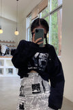 Newspaper Printed Irregular A-Line Mini Skirt