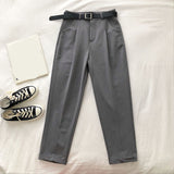 High Waist Elegant Straight Long Pants With BeltHigh Waist Elegant Straight Long Pants With Belt