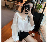 Sexy Chiffon Transparent Casual Blouse Shirt