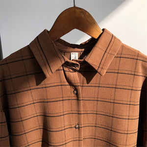 Checkered Plaid Long Sleeve Blouse Shirt