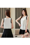 V-Neck Chiffon Sleeveless Solid Blouse Shirt