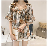 Sexy Floral Pattern Off Shoulder Blouse Shirt