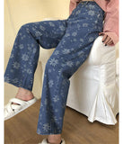 Sunflower Printed Wide Leg Denim Jeans Pants