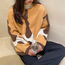 Cow Color Patchwork Loose Sweater