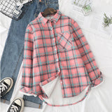 Vintage Plaid Velvet Fleece Loose Shirt