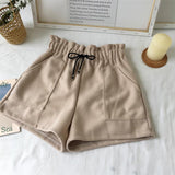 High Waist Warm Elastic Waist Shorts