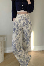 Floral Pattern Wide Leg Style Casual Long Pants