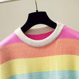Loose Rainbow Striped Cashmere Sweater