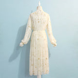 Elegant Moon and Stars Mesh Long Sleeve Dress