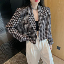 Houndstooth Pattern Notched Blazer Jackets