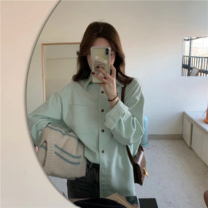 Long Sleeve Casual Basic Office Blouse Shirt