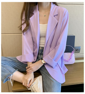 Long Sleeve Notched Solid Elegant Blazers