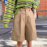 Elastic Waist Loose PU Leather Shorts