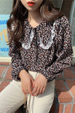 Floral Pattern Peter Pan Collar Long Sleeve Blouse Shirt