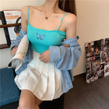 Knitting Butterfly  Crop Casual Tank Top