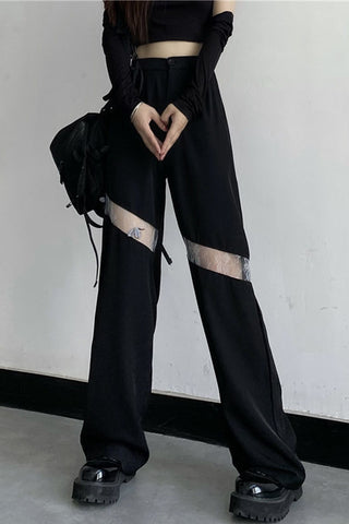 Cute Little Lace Casual Basic Long Pants