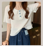 Cute Little Daisy Button Slim Shirt