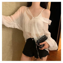 Sexy Chiffon Transparent Casual Blouse Shirt