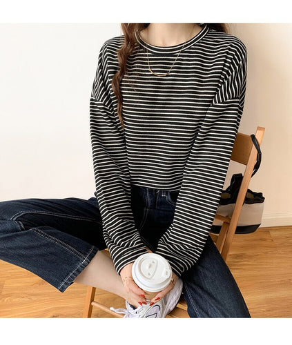 O-Neck Classic Striped Long Sleeve Shirt