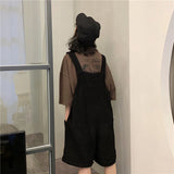 High Waist Corduroy Loose Pocket Jumpsuit