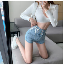 High Waist Sexy Side Lace Denim Shorts Jeans