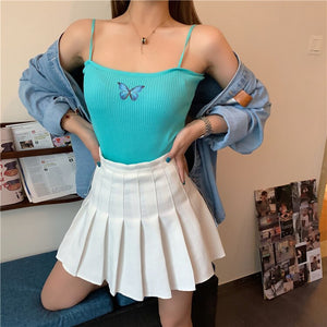 Knitting Butterfly  Crop Casual Tank Top