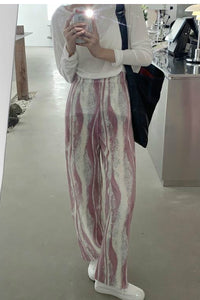 High Waist Solid Color Pleated Loose Pants