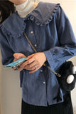 Solid Blouse Peter Pan Collar Shirt