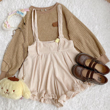Loose Solid Corduroy Ruffles Jumpsuit