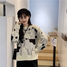 Kawaii Cow Printed Loose Sweater