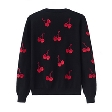 Cherry Printed Sweater Cardigan
