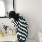 Vintage Stripes Loose Style Turn Down Collar Shirt