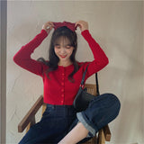 Long Sleeve Knitted Slim Cropped Shirt