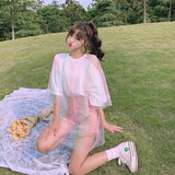 Mesh Gradient Color Transparent Shirt