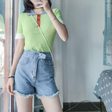 Contrast Color Knitting Polo Shirt