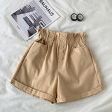 Elastic Waist Pocket Button Shorts