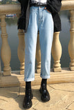 Elastic High Waist Long Denim Pants