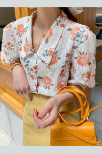Floral Printed Puff Sleeve Retro Blouse Shirt