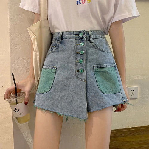 High Waist Color Jeans Short Skirts