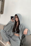3 Piece Sets Cropped Hooded Sweatpants