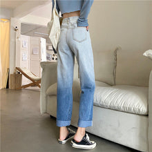 High Waist Gradient Loose Long Jeans