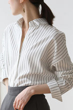 Trendy Loose Striped Office Blouse Shirt