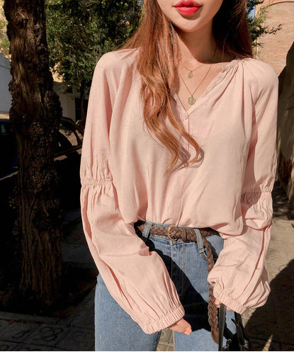 Long Sleeve V-Neck Chic Elegant Blouse Shirt