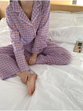 Plaid Grid Pattern 2Pcs Pajamas Set
