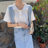 Retro Cute Collar Short Sleeve Shirt